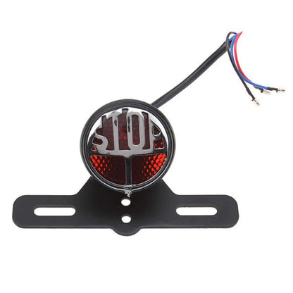 Round Stop Vintage License Plate Mount Brake Light for Harley Bobber Chopper
