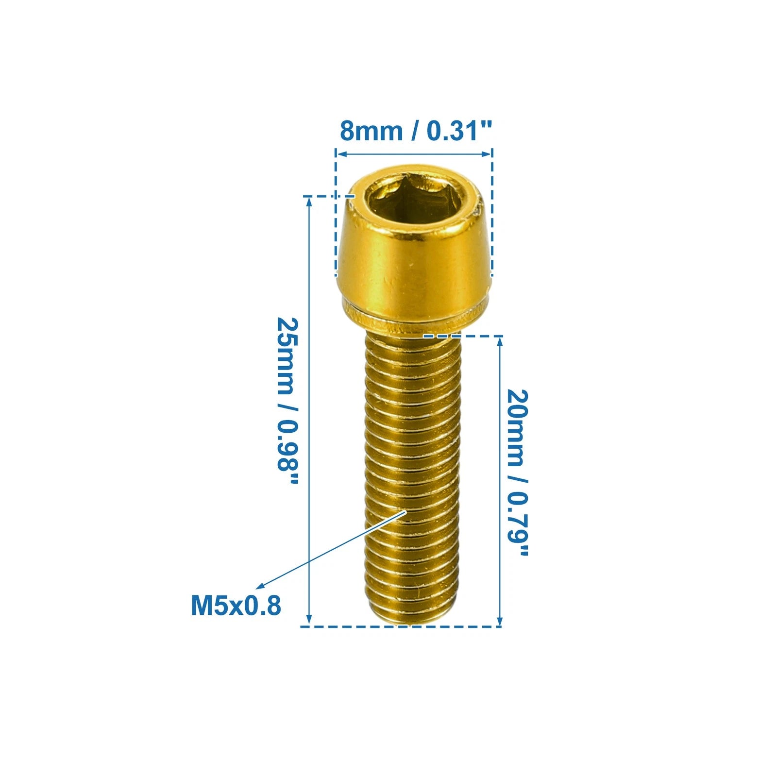 Bicycle Stem Screws 6 Pcs Replacement for M5x20 MTB Bike (—)