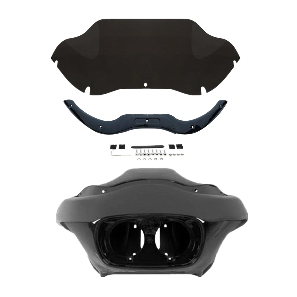 Inner & Outer Fairing Windshield & Trim for Harley Road Glide (1998–2013) Black