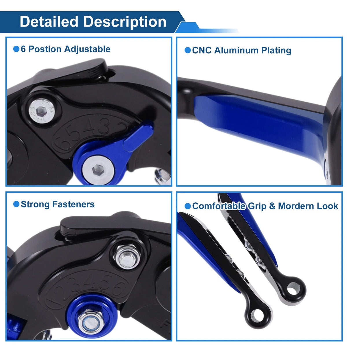 Adjustable Brake Clutch Lever for Kawasaki ZZR600 (2005–2009) Black Blue