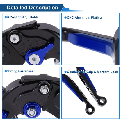 Adjustable Brake Clutch Lever for Kawasaki ZZR600 (2005–2009) Black Blue