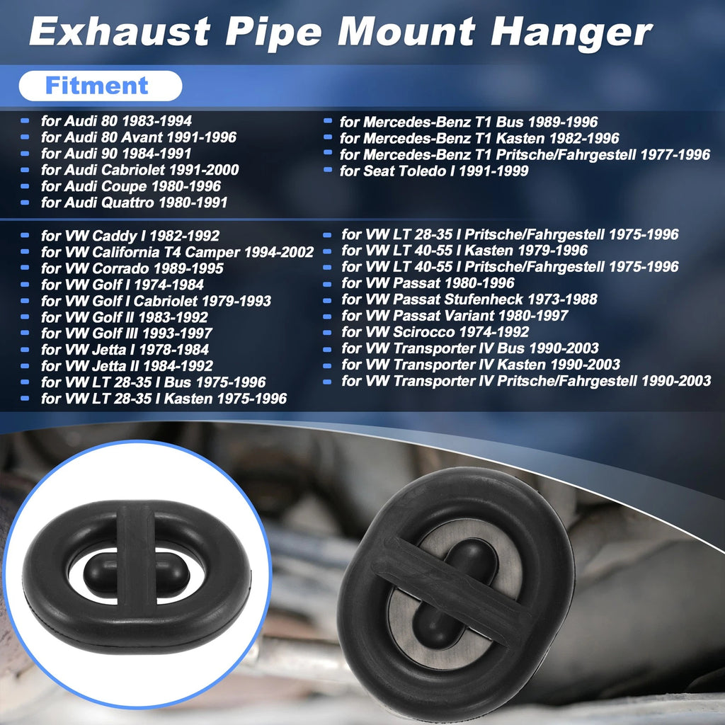 Exhaust Muffler Rubber Bracket Replacement Set of 4 for VW Golf Passat (1981–1993)
