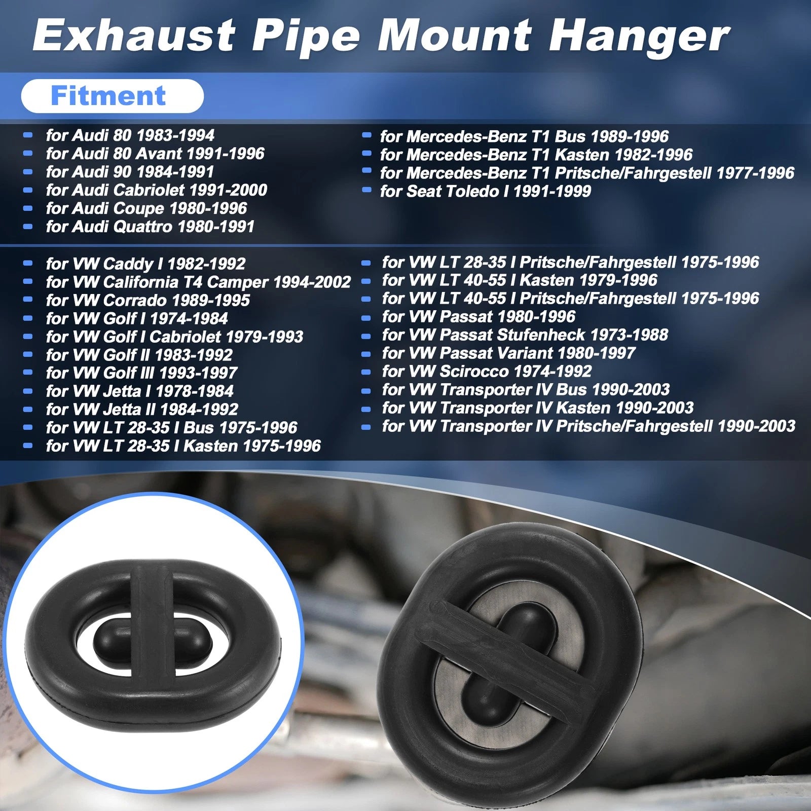 Exhaust Muffler Rubber Bracket Replacement Set of 4 for VW Golf Passat (1981–1993)
