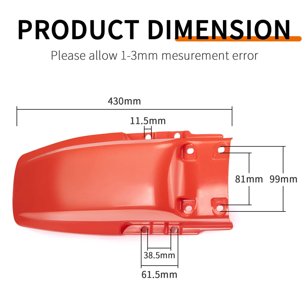 Rear Fender Red for Honda XR80 XR100 XR80R XR100R (1985–2000)