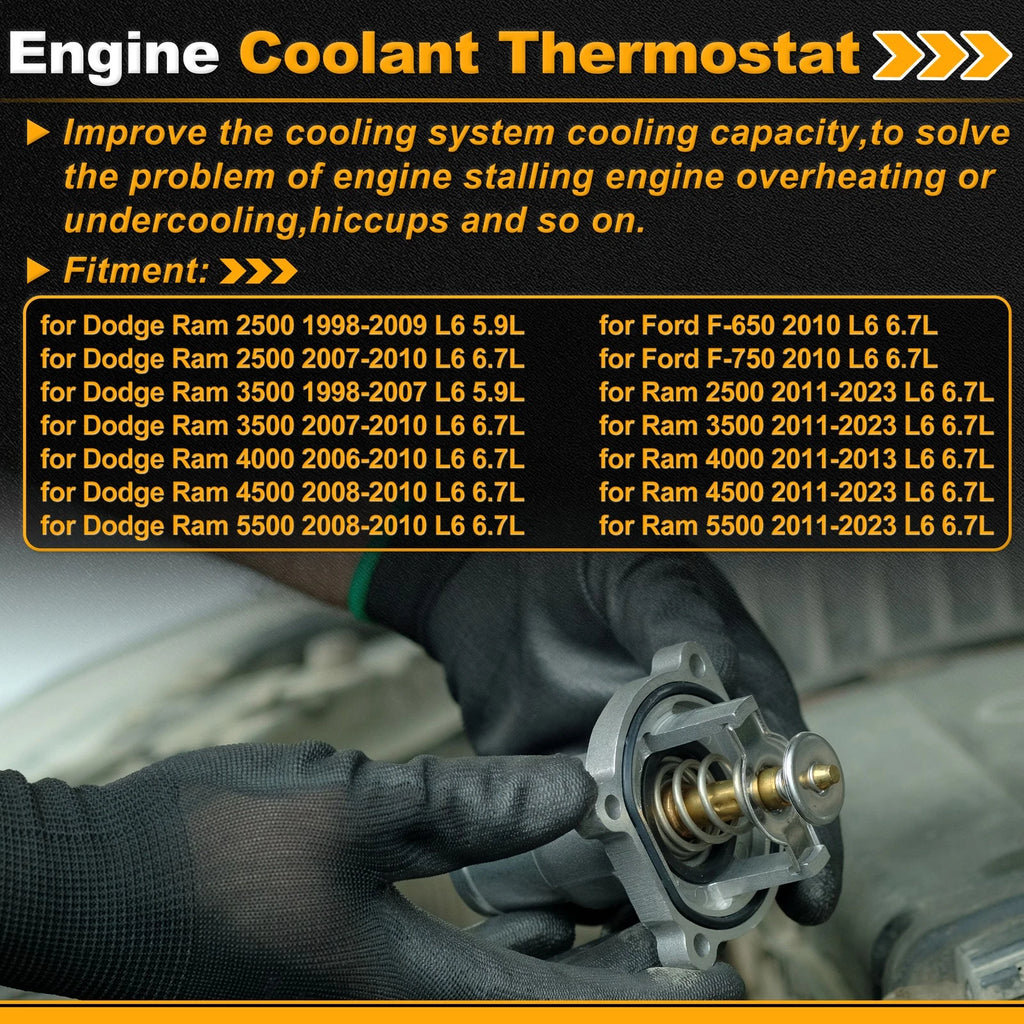 Engine Coolant Thermostat Replacement with Seal for Dodge Ram 2500 (1998–2009)