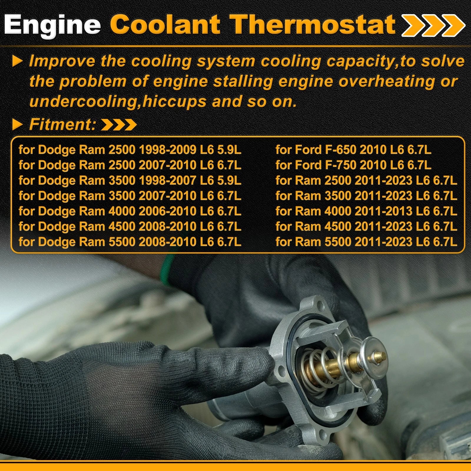 Engine Coolant Thermostat Replacement with Seal for Dodge Ram 2500 (1998–2009)