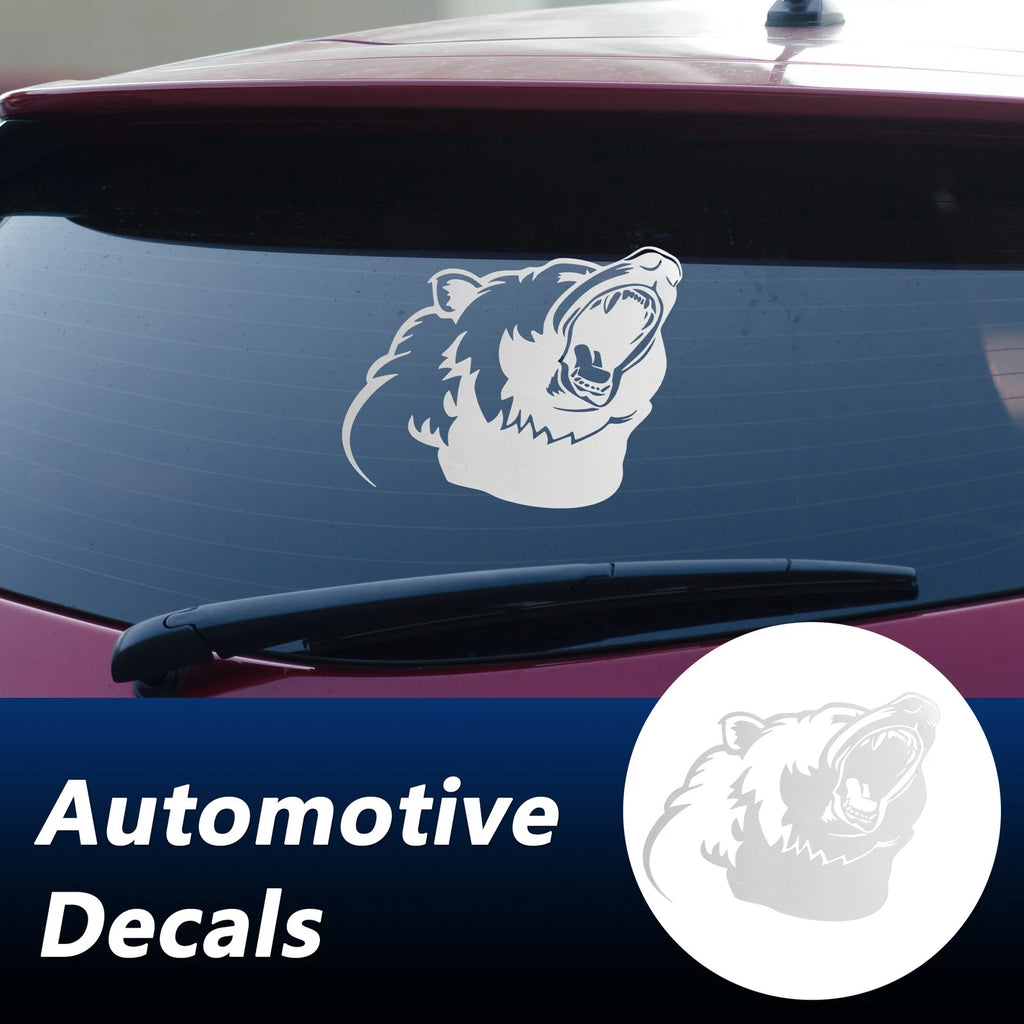 Reflective Bumper Decal for - Silver Roaring Bear