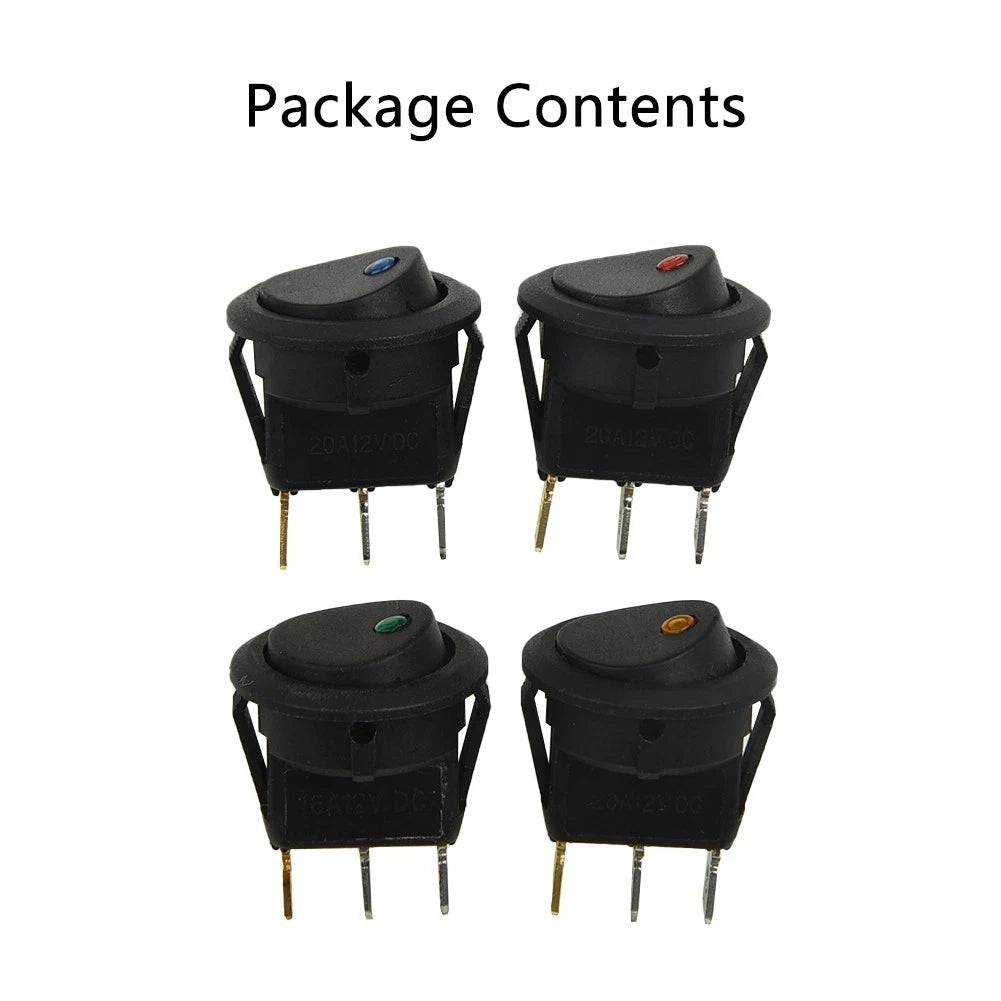 4Pcs 12V Waterproof LED Rocker Switch for Toggle