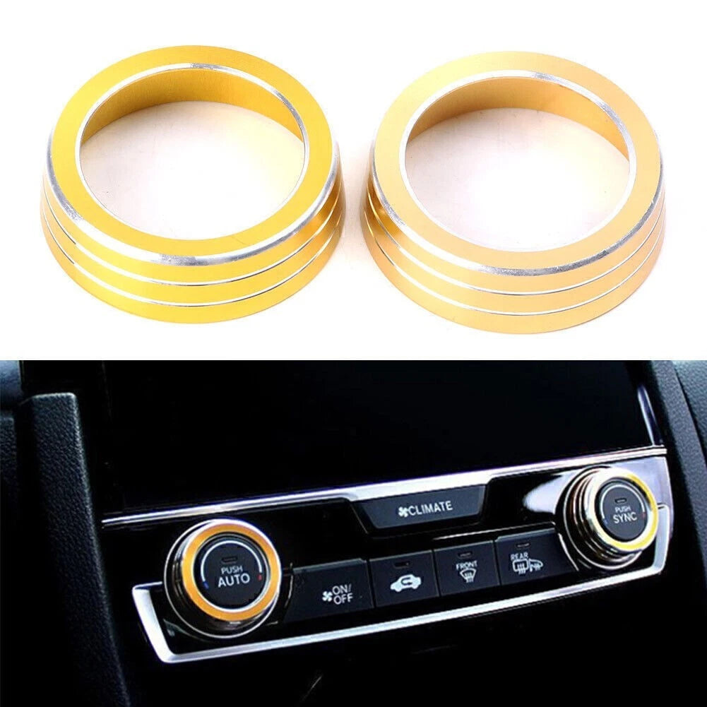 AC Air-condition Control Switch Cover Ring Gold for Honda Civic (2016–2017)