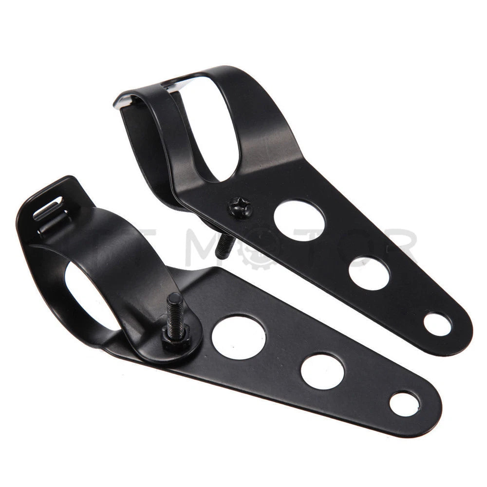 Side Mount Headlight Clamp Brackets for Motorcycle (34-46mm Fork Tubes)