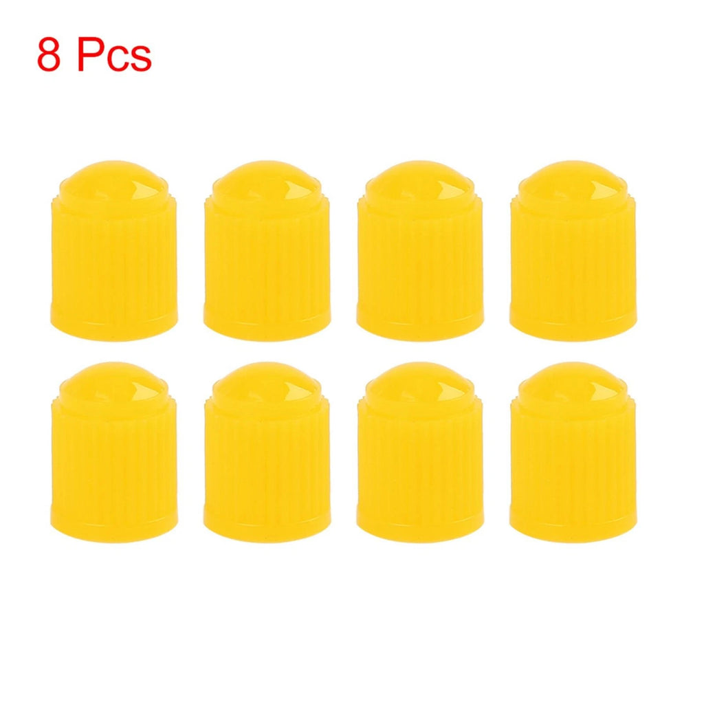 Tire Valve Stem Caps Set Universal Yellow Plastic for Motorcycle Car Bike (8-Pack)