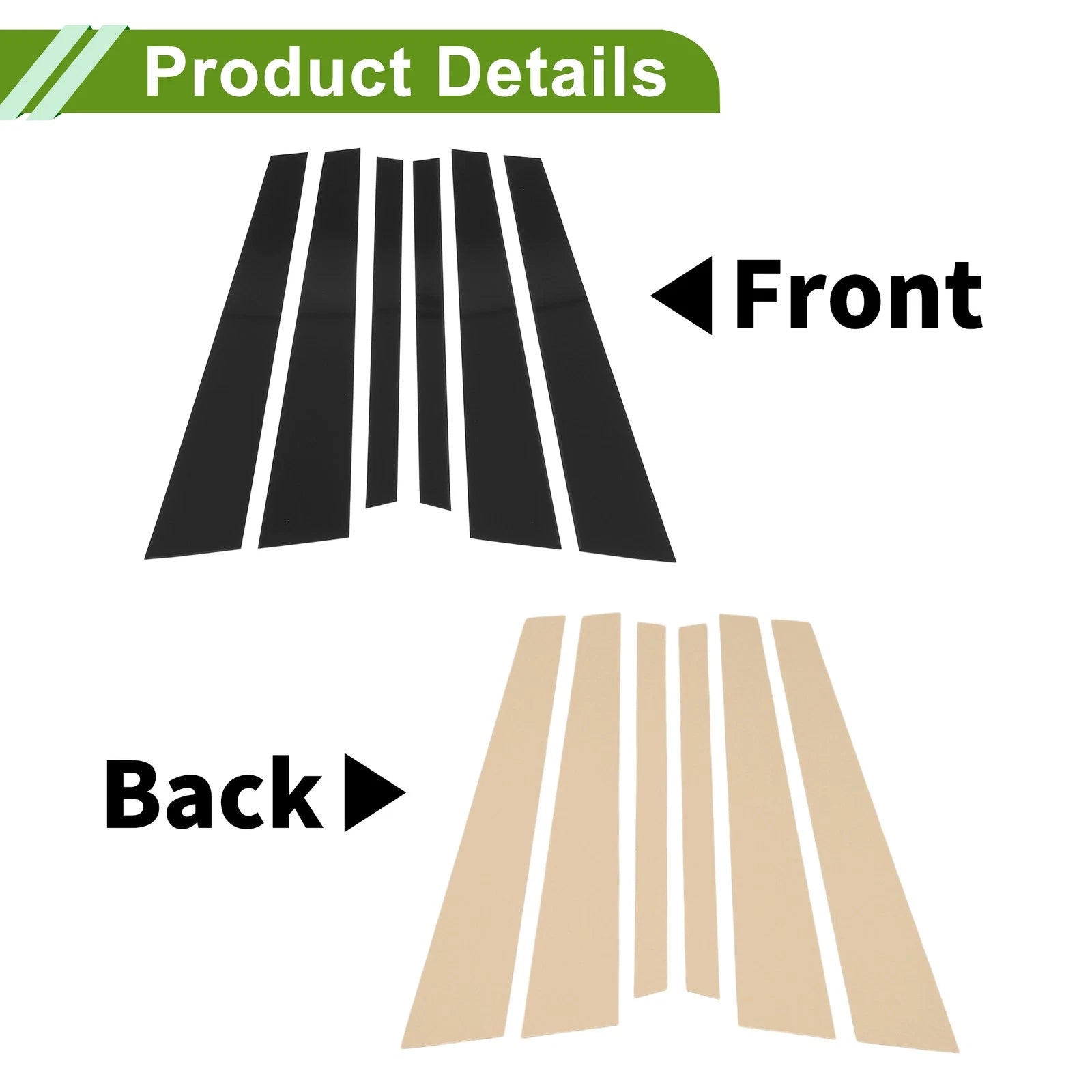 Door Pillar Window Trim Set Black for BMW 7-Series (1995–2001)