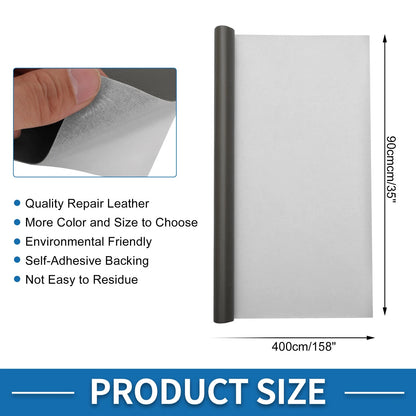 Self Adhesive Leather Repair Patch Tap for Car Seat Sofa (35" x 158", Dark Gray)