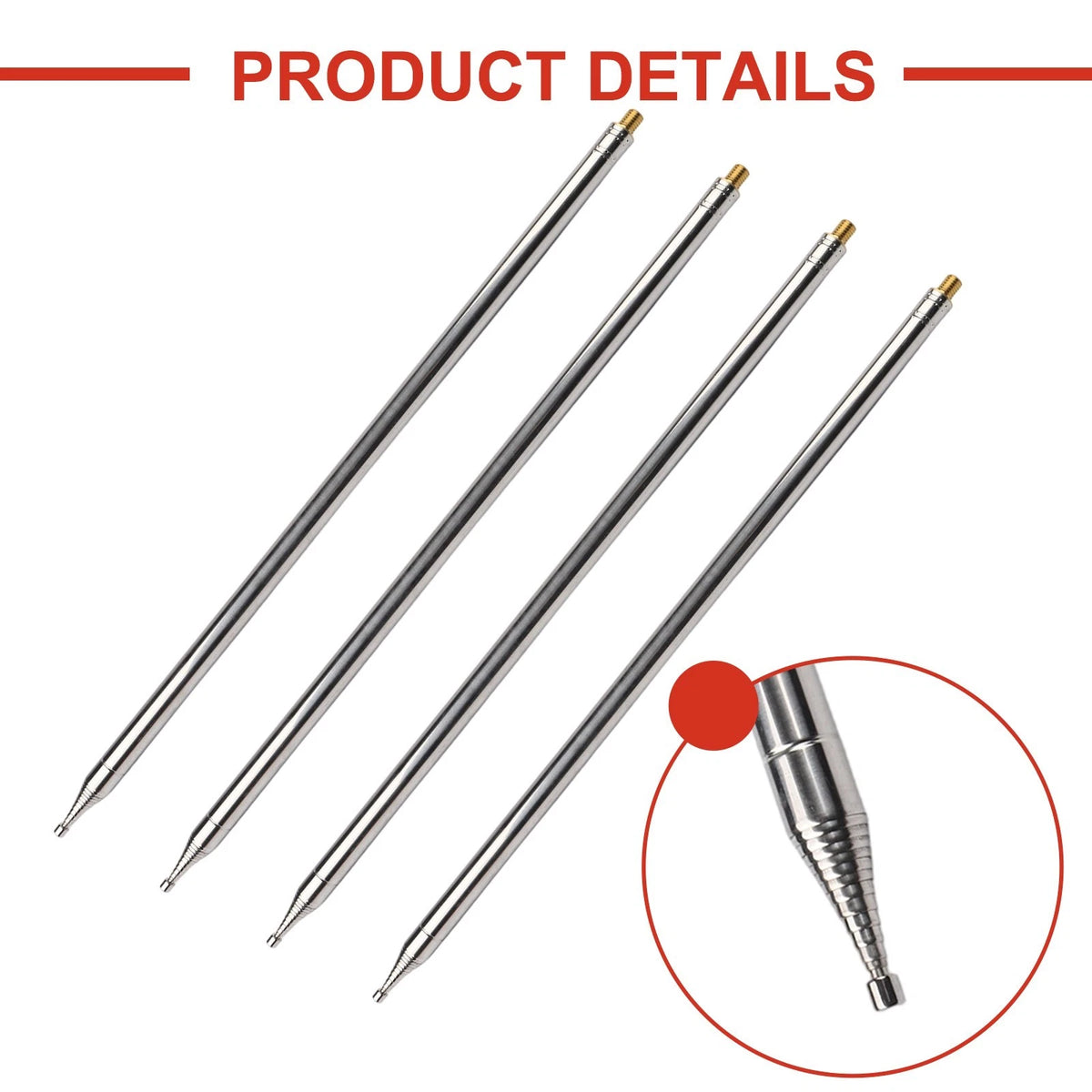 4pcs Telescopic Antenna for Shortwave Radio and Ham Radio Use