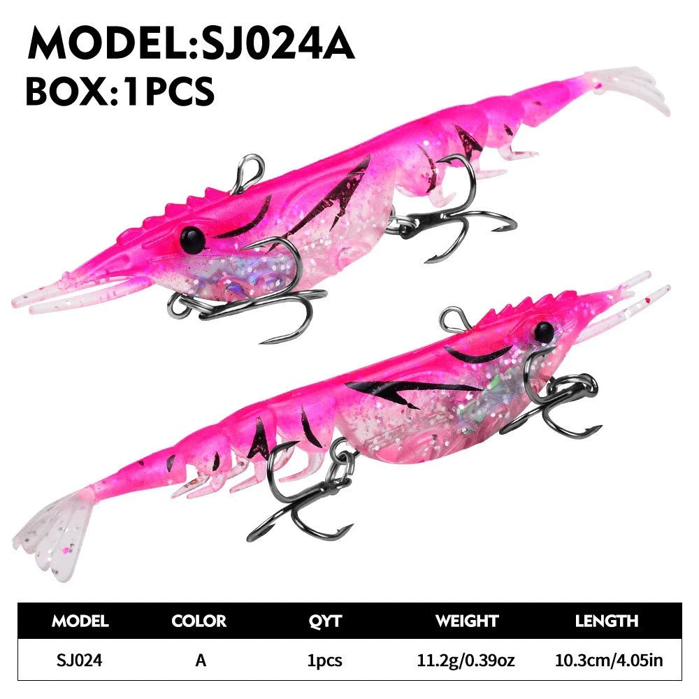 2X Flexible Shrimp Soft Bait with Longitudinal Tail Slices for Twitch Effect