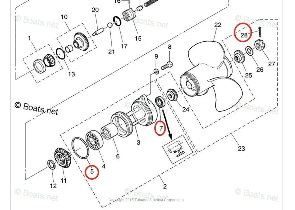 Lower Unit Seal Kit for Tohatsu Outboard 35HP 40HP 50HP (N/A) 334602230 345601030