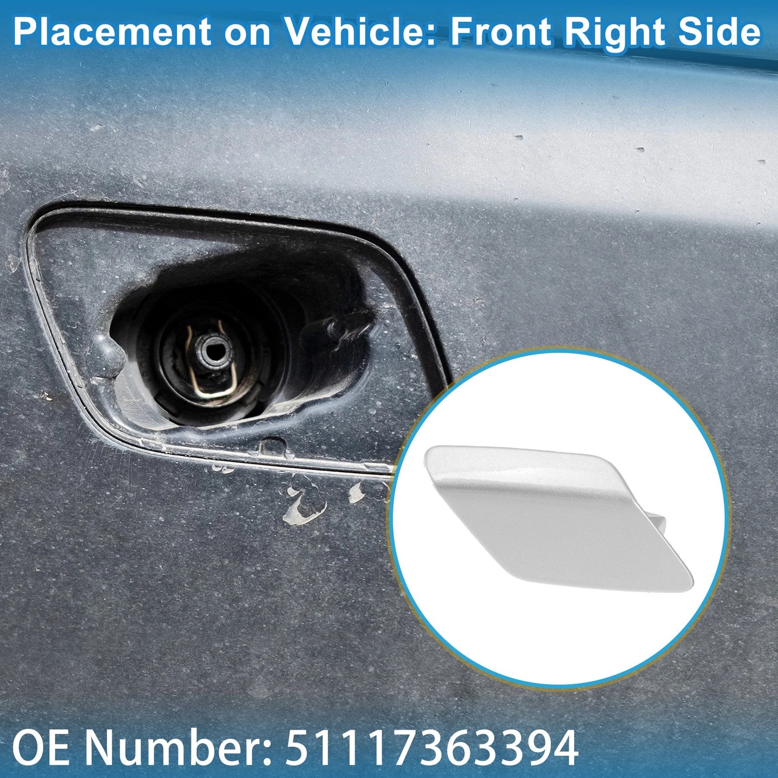 Front Right Washer Nozzle Cover Cap Replacement for BMW 428i (2014–2021)