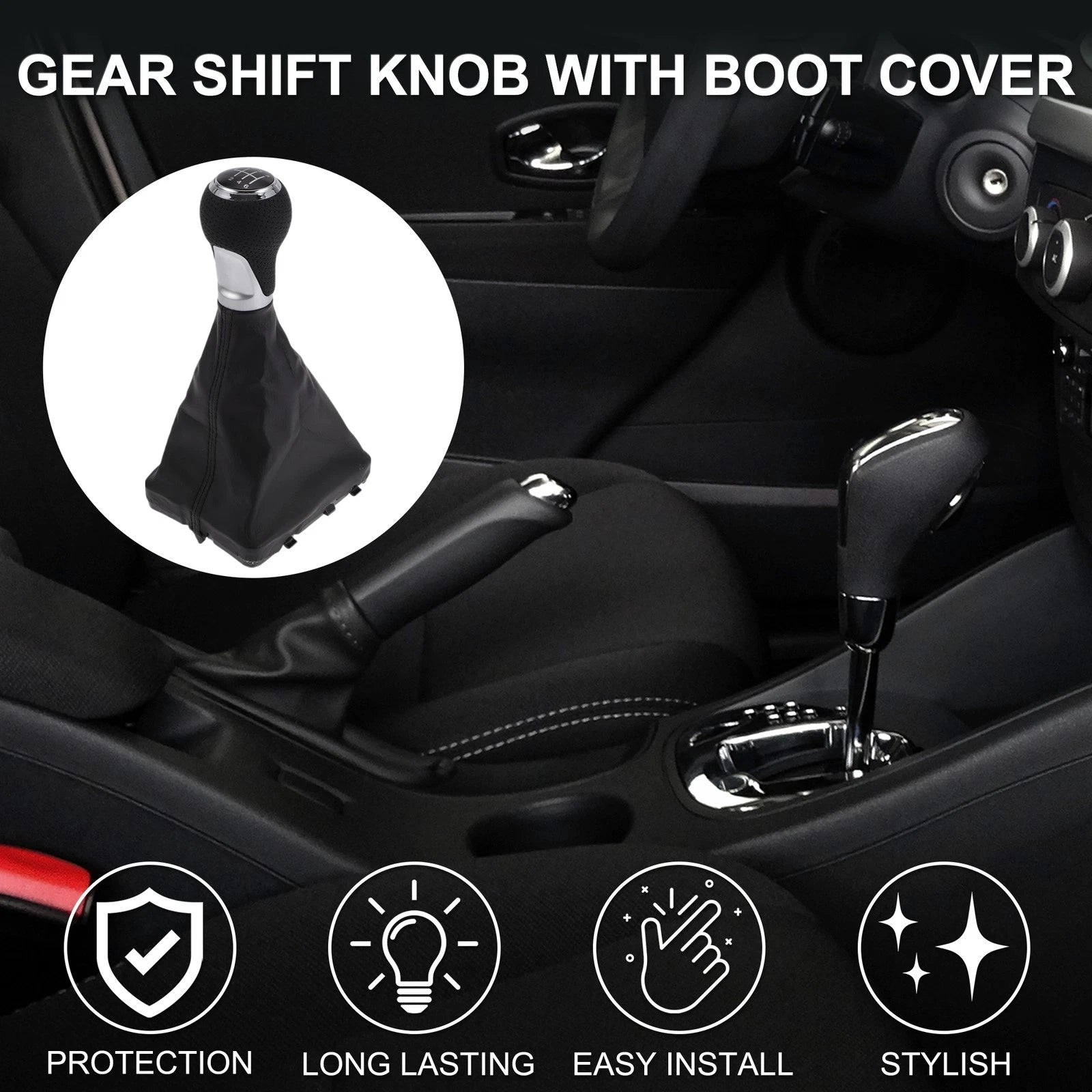 6 Speed Gear Shifter Knob with Cover for Audi A6 (2005–2011)