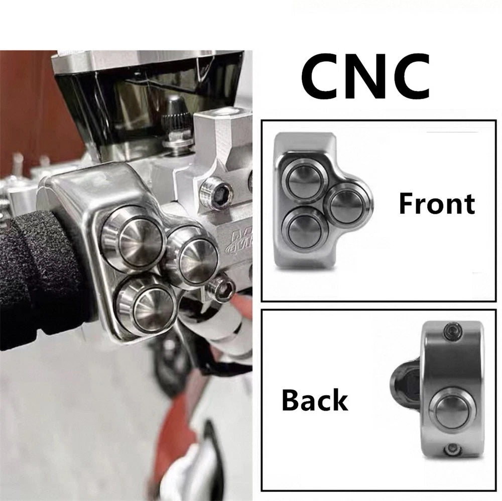 22mm Silver Universal Motorcycle Handlebar Switch with 4 Function Control