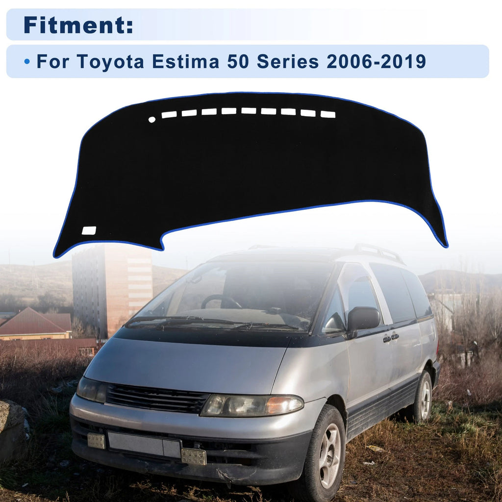 Dash Cover for Toyota Estima 50 Series 2006–2019 Polyester Black Blue Edge