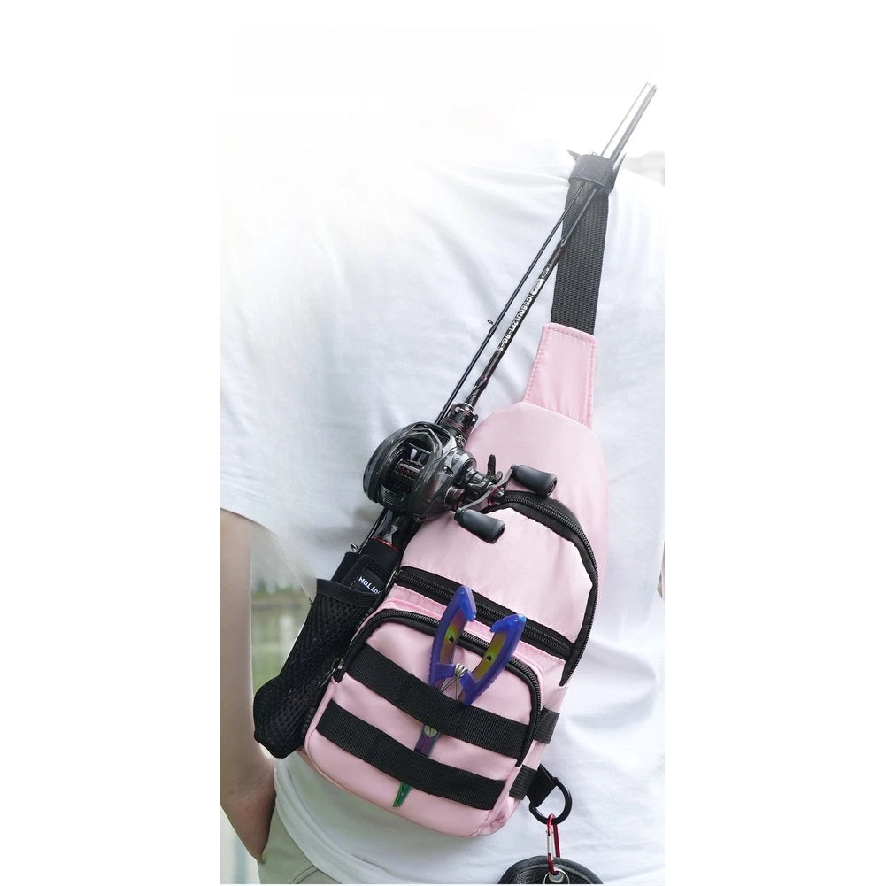 Fishing Sling Bag for Lures Rods Reels - Waterproof Canvas, Lightweight