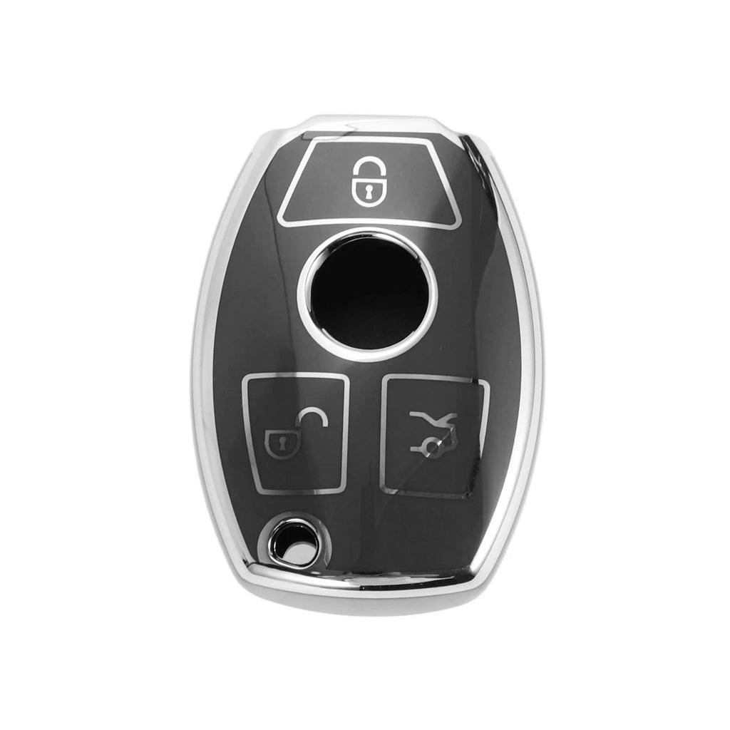 Key Case Cover Silicone TPU Gray Edge for Mercedes-Benz 3 Button (2000–2000)
