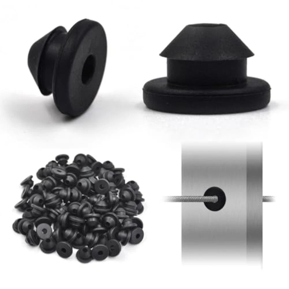 Set of 4 Rubber Grommets for Cable Railing Metal Posts Black 1/8, 5/32, 3/16 Inch