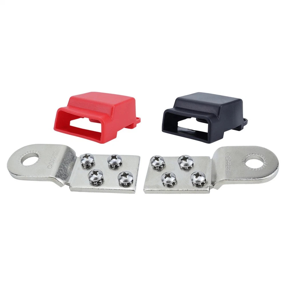 32V 100A 4 Circuit Battery Terminal Fuse Block w/ Cap Battery Terminal Mount Kit