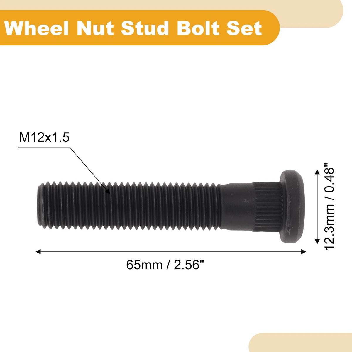 8 pcs M12x1.5 Wheel Lug Stud for Honda Accord (1990–2002) No. 610269 Black