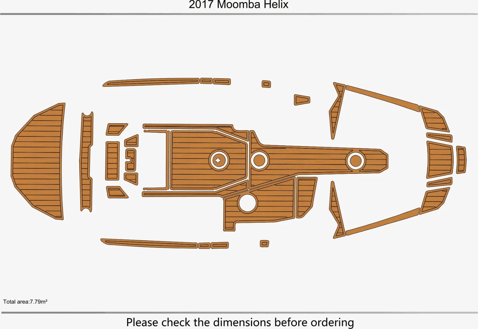 EVA Pads for Moomba Helix (2017) - Cockpit Swim Platform Teak Deck Flooring
