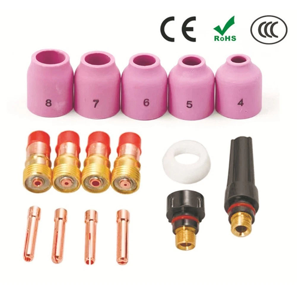 TIG Torch Kit with Alumina Nozzle and Long Threaded Rear Cap for Automotive
