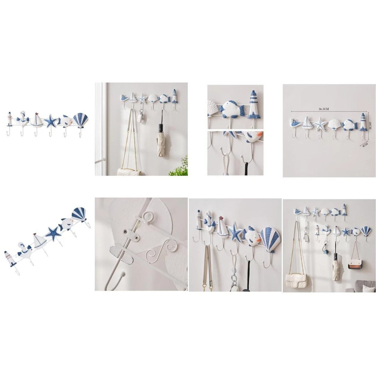Coat Hook for Wall Hanging Jackets Hats Bags - Blue Themed Resin