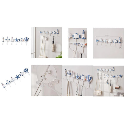 Coat Hook for Wall Hanging Jackets Hats Bags - Blue Themed Resin