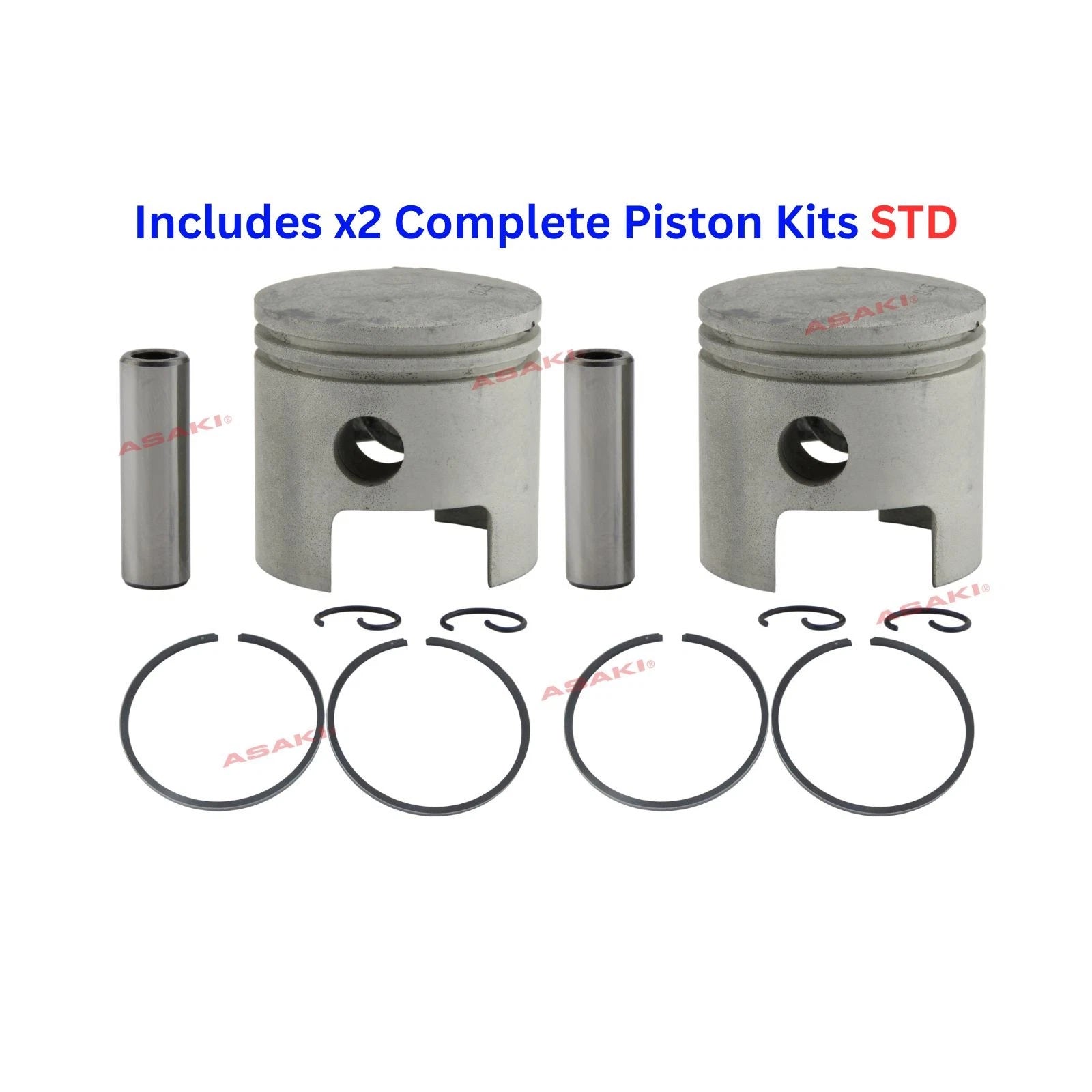 2X Piston Kit STD 677-11631-00 for Yamaha 4/6/8 HP