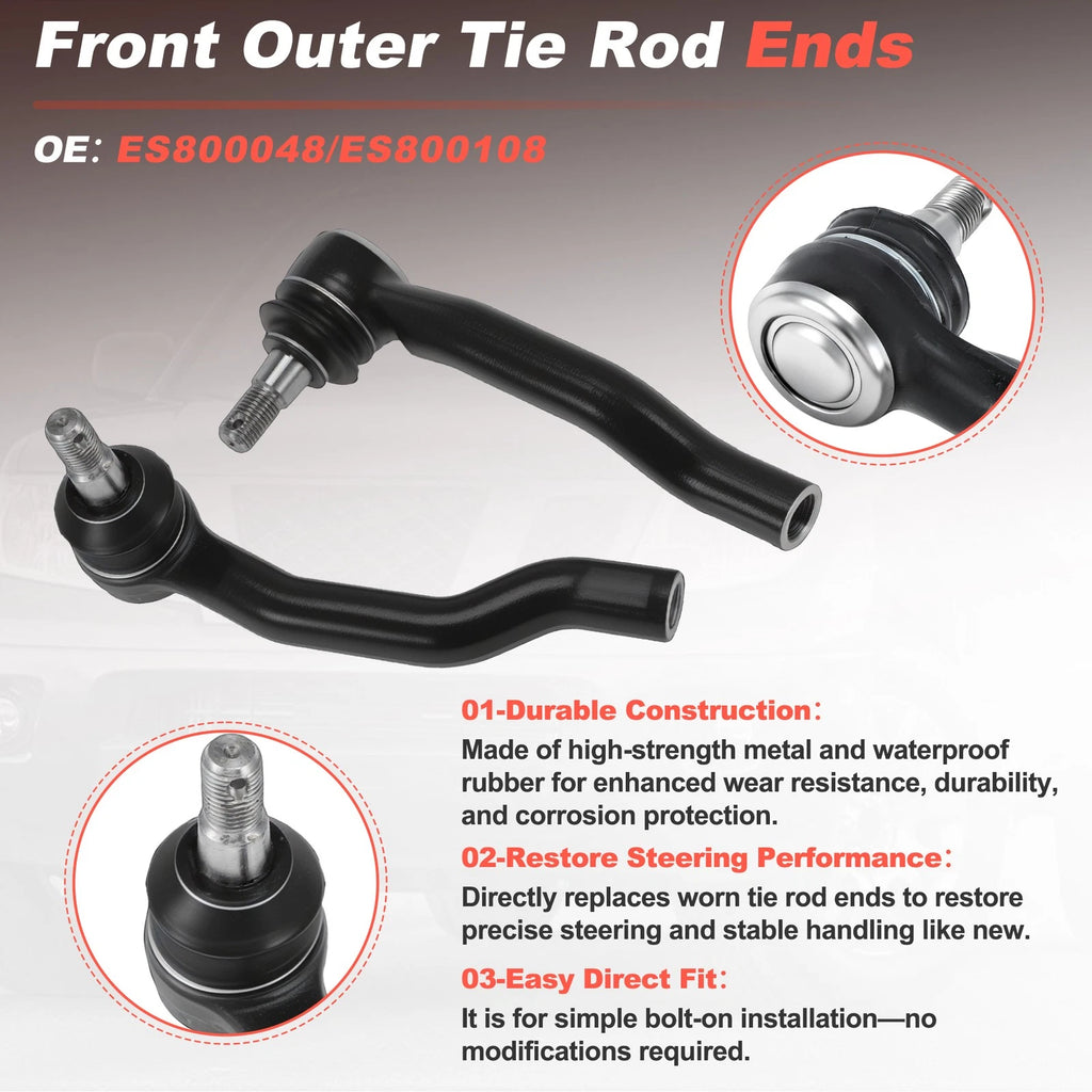 2Pcs Front Outer Tie Rod Ends for Nissan Frontier Pathfinder Xterra (2005–2012)