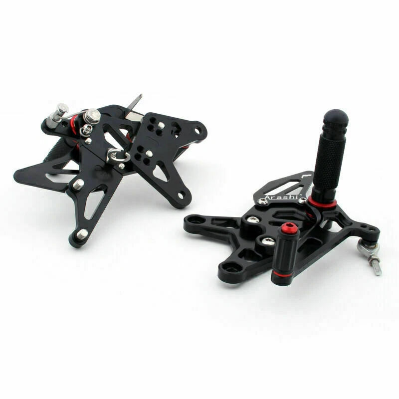 Rearsets Footpegs Pedals for Kawasaki ZX-6R Ninja (2009–2020) Blk T9