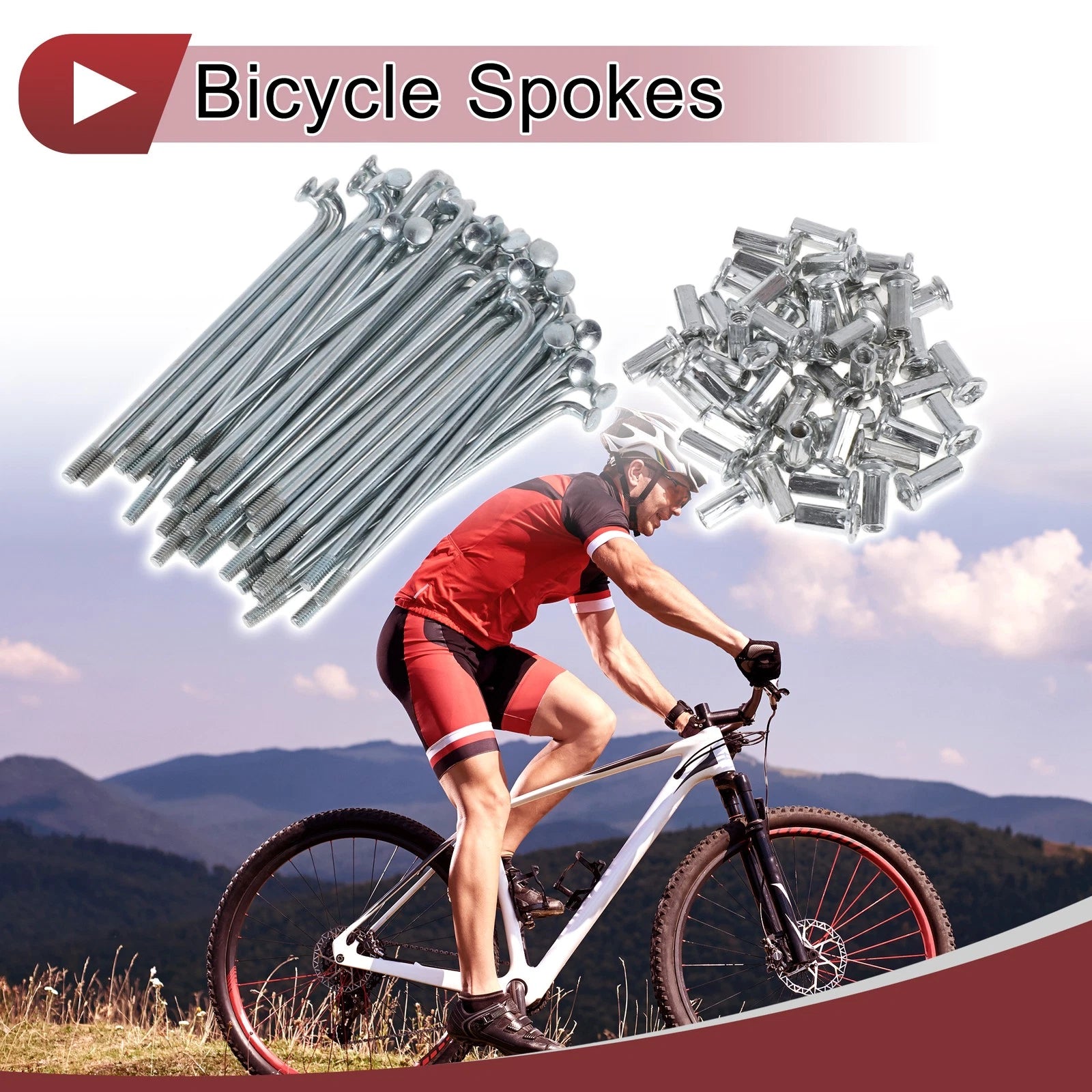 Bike Spokes Replacement Set for 10G Wheels 85mm Carbon Steel Galvanized