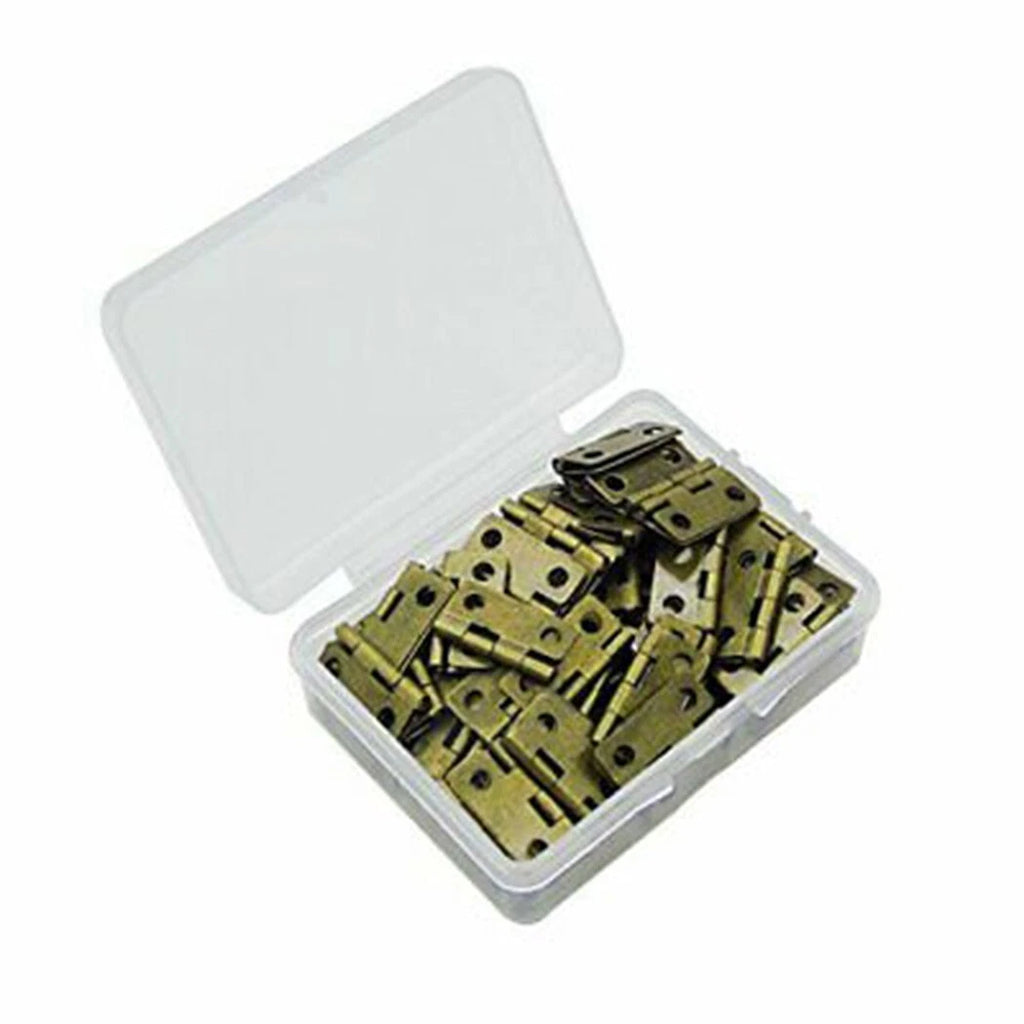 100x Small Box Hinges for Jewelry Box, Doll Box (Retro)