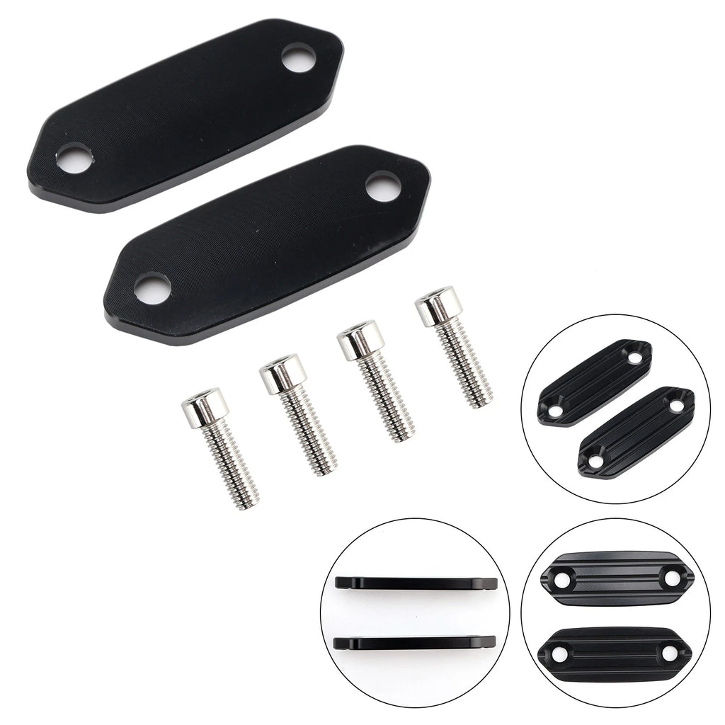 CNC Mirror Block Off Plates Hole Caps Black for Kawasaki ZX-6R 2013–2025