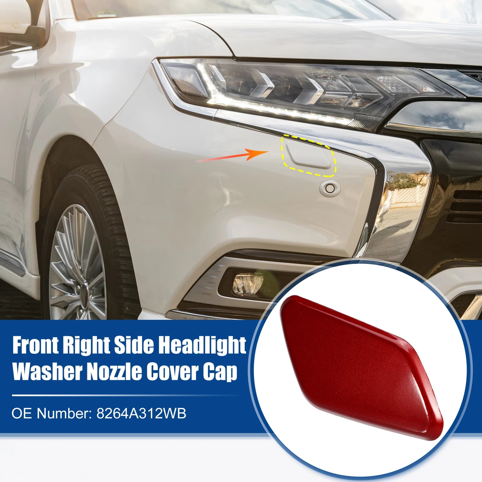 Right Front Headlight Washer Nozzle Cover Replacement for Mitsubishi Outlander (2014–2021)