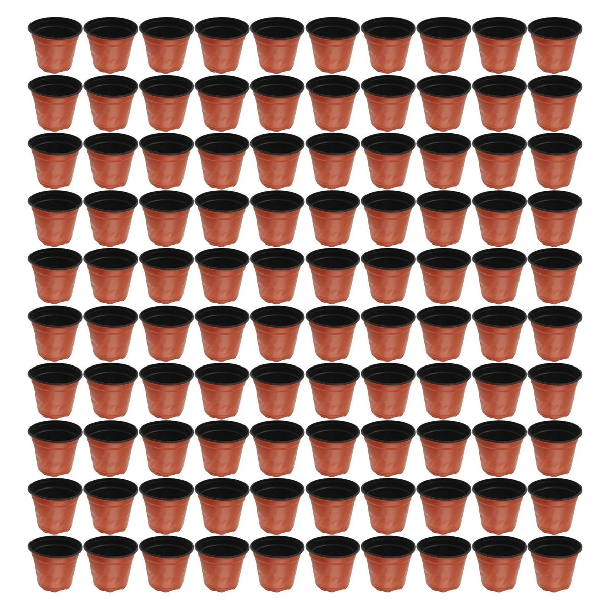 Set of 100 Round Plastic Flower Pots for Sustainable Gardening
