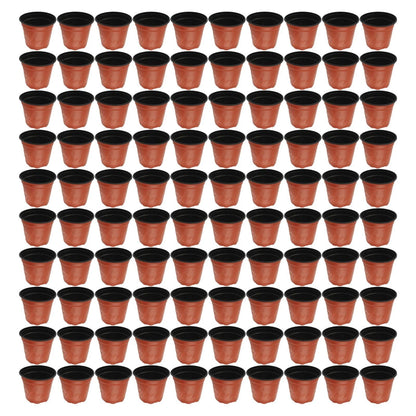 Set of 100 Round Plastic Flower Pots for Sustainable Gardening