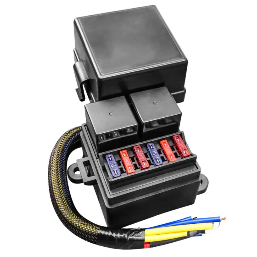 Pre-Wired Fuse Relay Box for Car Truck Boat with 2X 4-Pin 80A Relay, 6 Fuses