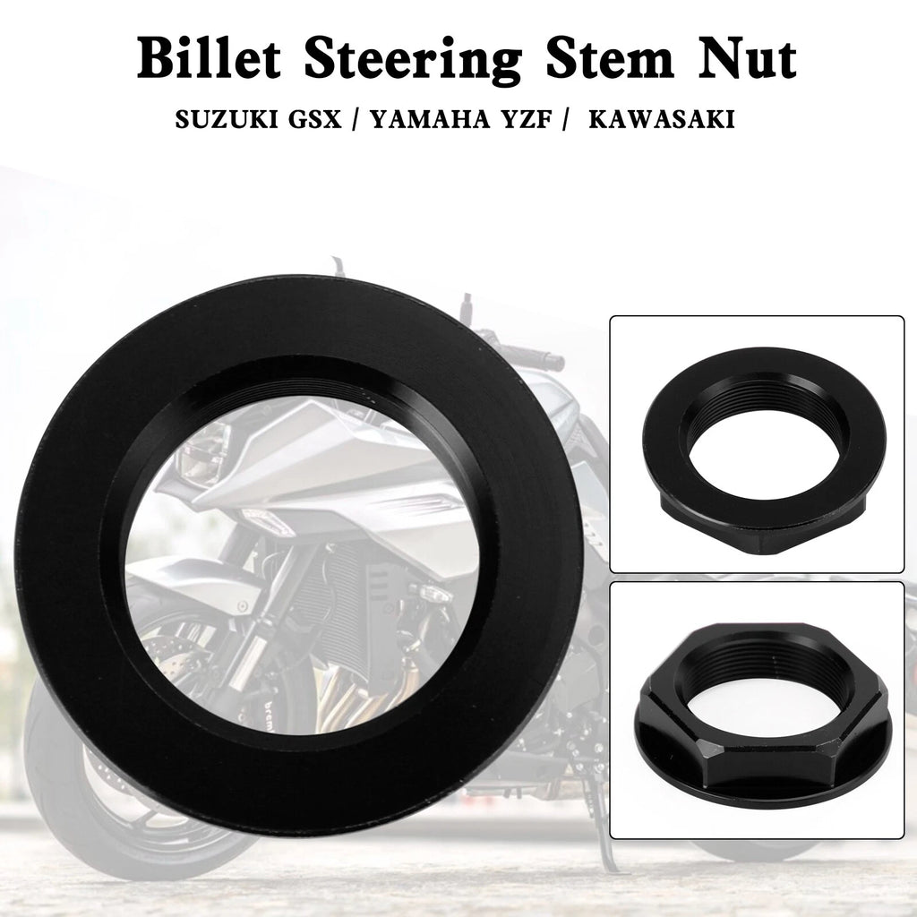 Billet Steering Stem Nut for Suzuki GSXR 600/750, YZF-R1, ZX6R, S1000RR (2000–2023)