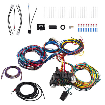 Wiring Harness 21 Circuit 17 Fuses Kit Universal Connector Signals Flasher