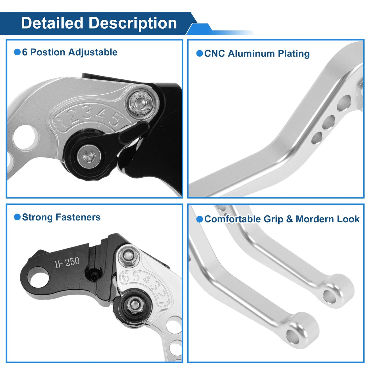 Adjustable Brake Clutch Lever for Honda CBR500R (2013–2023) - Aluminum Alloy Silver