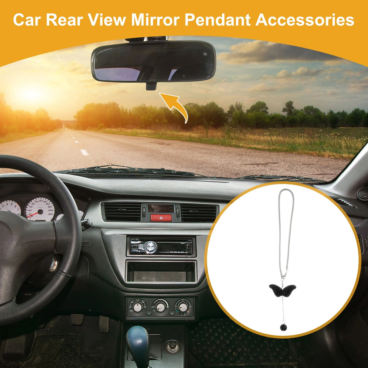 Rhinestones Wing Drill Ball Rear View Mirror Pendant for Universal Cars