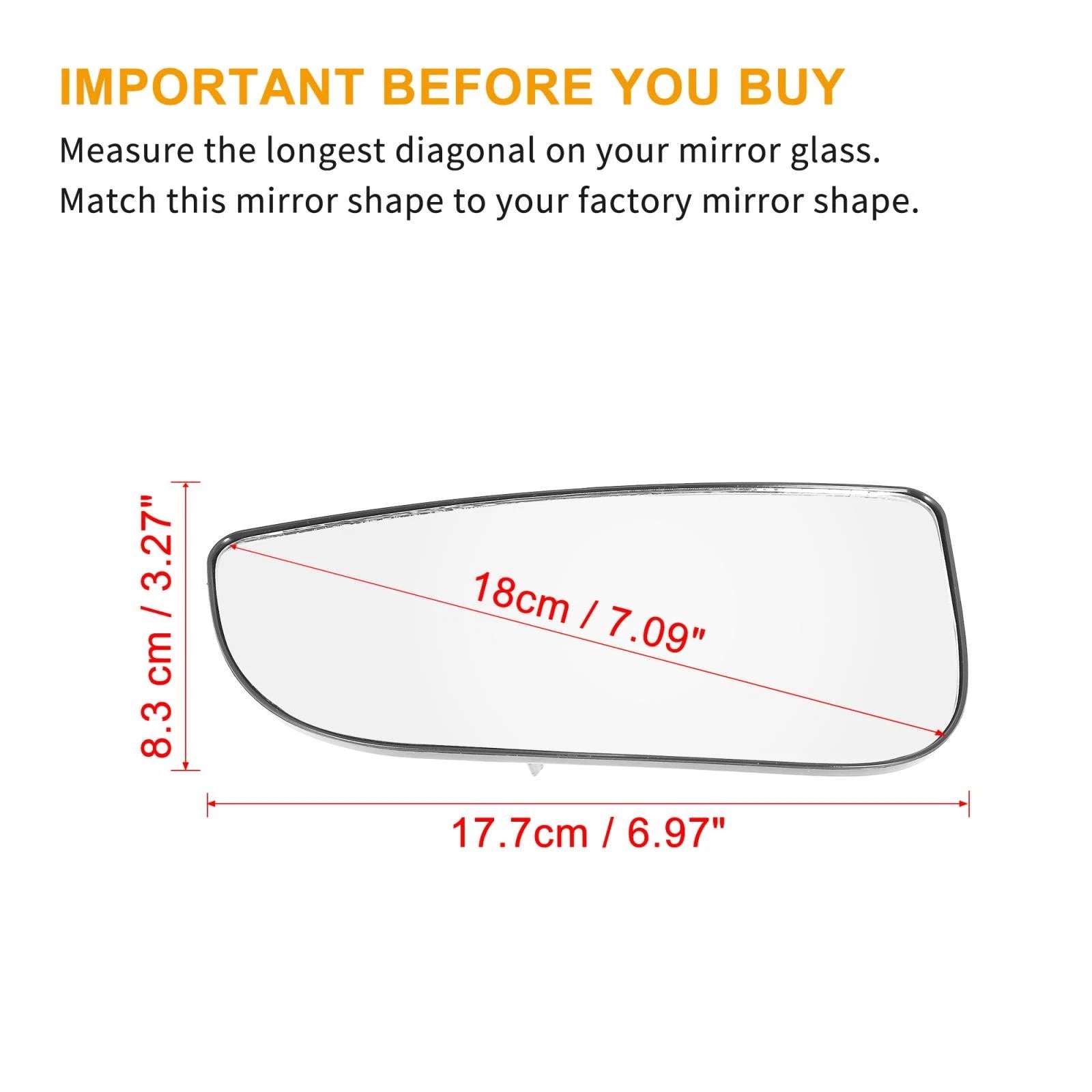 Mirror Glass with Backing Left Side for Dodge Ram 1500 2500 3500 (2011–2021)