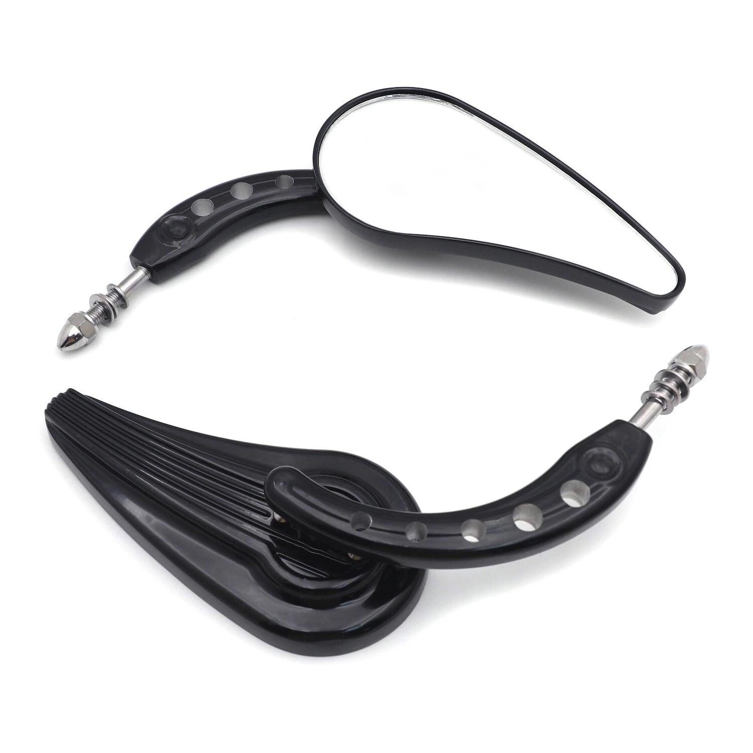 Black Raindrop Side Mirrors for Harley Electra Glide (2014–2023)