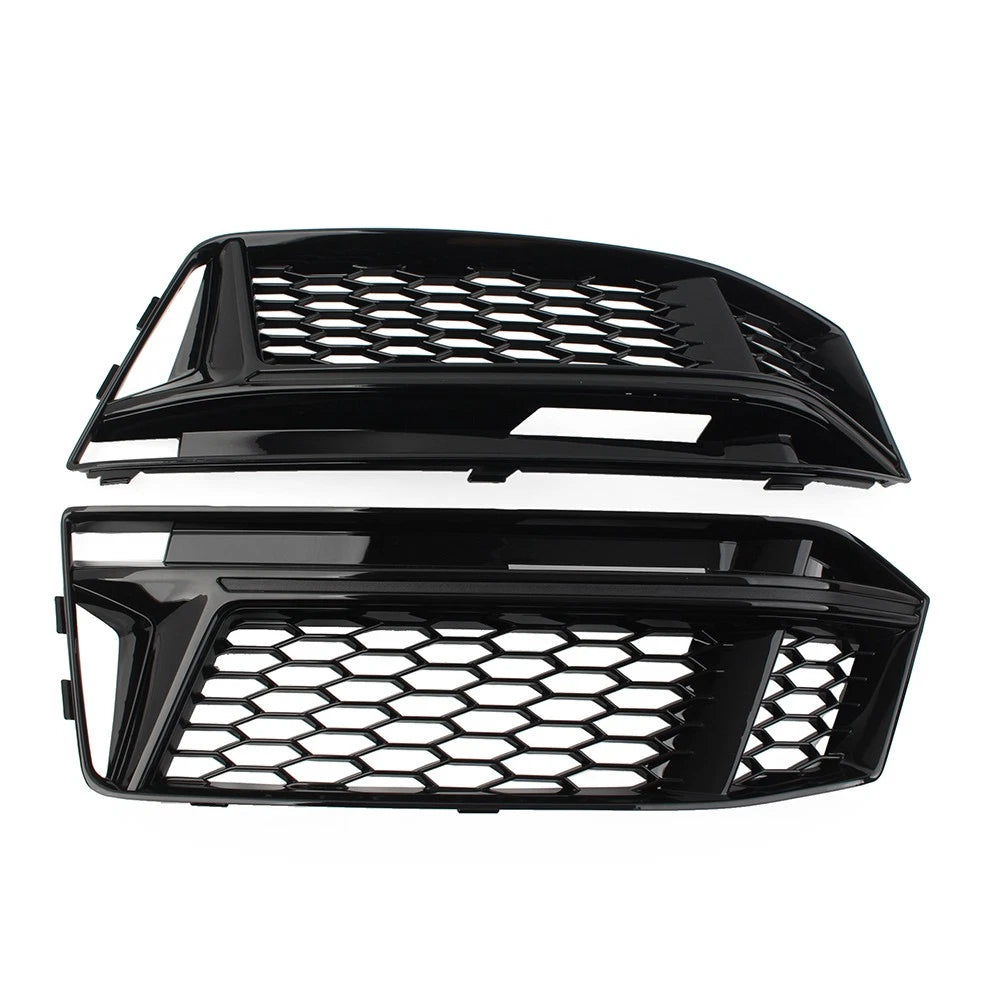 Honeycomb Fog Light Grille Cover for Audi A4 B9 S4 (2016–2018) Glossy Black
